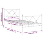 Casa si Gradina - Mobilier - Paturi si accesorii - Paturi - Cadru de pat metalic cu tablie de cap/picioare, alb, 90x200 cm - Infinity.ro