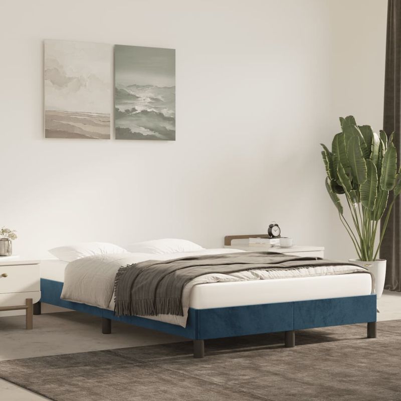 Casa si Gradina - Mobilier - Paturi si accesorii - Paturi - Cadru de pat, albastru inchis, 120x190 cm, catifea, înălțime 25 cm - Infinity.ro