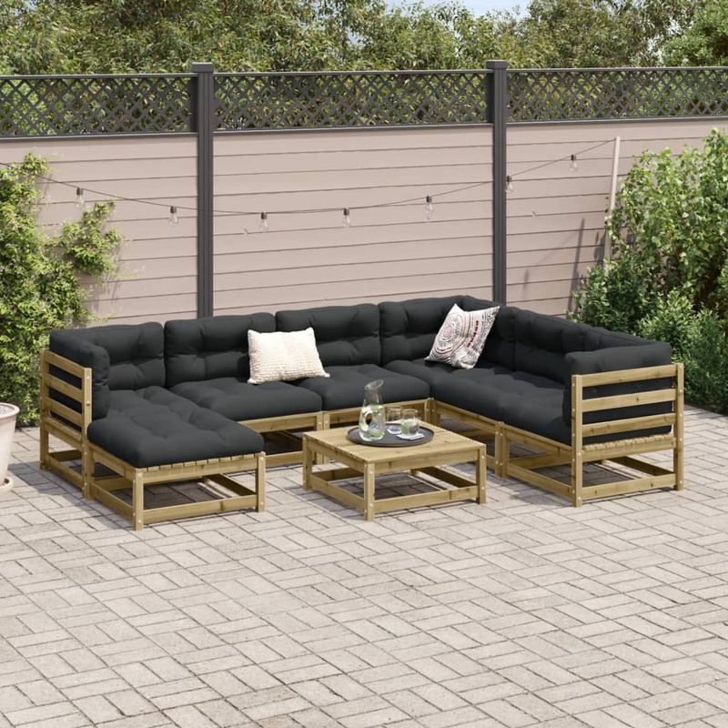 Casa si Gradina - Gradina si terasa - Mobilier exterior - Seturi mobila gradina - Set canapea de gradina, 8 piese, lemn de pin tratat - Infinity.ro