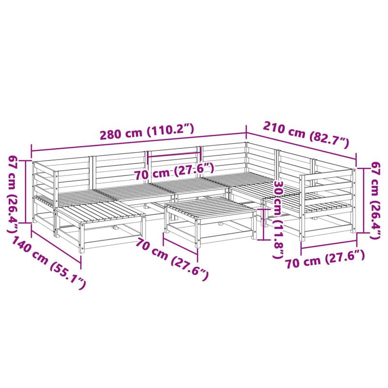 Casa si Gradina - Gradina si terasa - Mobilier exterior - Seturi mobila gradina - Set canapea de gradina, 8 piese, lemn de pin tratat - Infinity.ro