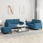 Casa si Gradina - Mobilier - Seturi de mobilier - Seturi living - Set de canapele cu perne, 3 piese, albastru, catifea - Infinity.ro