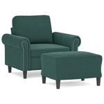 Casa si Gradina - Mobilier - Scaune si fotolii - Fotolii - Fotoliu canapea cu taburet, verde inchis, 60 cm, catifea - Infinity.ro