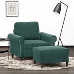 Casa si Gradina - Mobilier - Scaune si fotolii - Fotolii - Fotoliu canapea cu taburet, verde inchis, 60 cm, catifea - Infinity.ro