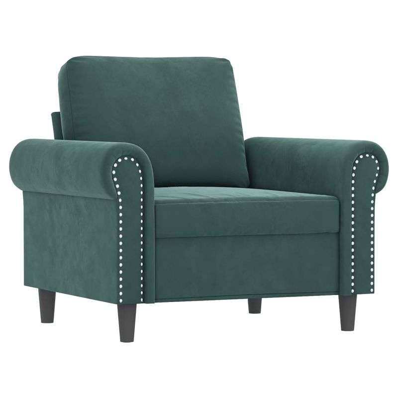Casa si Gradina - Mobilier - Scaune si fotolii - Fotolii - Fotoliu canapea cu taburet, verde inchis, 60 cm, catifea - Infinity.ro