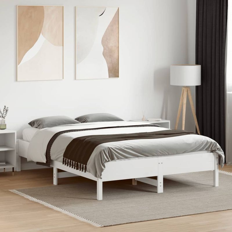 Casa si Gradina - Mobilier - Paturi si accesorii - Paturi - Cadru de pat, alb, 140x190 cm, lemn masiv de pin - Infinity.ro