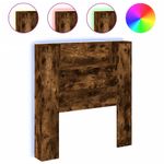 Casa si Gradina - Mobilier - Paturi si accesorii - Accesorii paturi - Tablie de pat cu dulap si LED, stejar fumuriu, 100x16,5x103,5cm - Infinity.ro