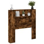 Casa si Gradina - Mobilier - Paturi si accesorii - Accesorii paturi - Tablie de pat cu dulap si LED, stejar fumuriu, 100x16,5x103,5cm - Infinity.ro