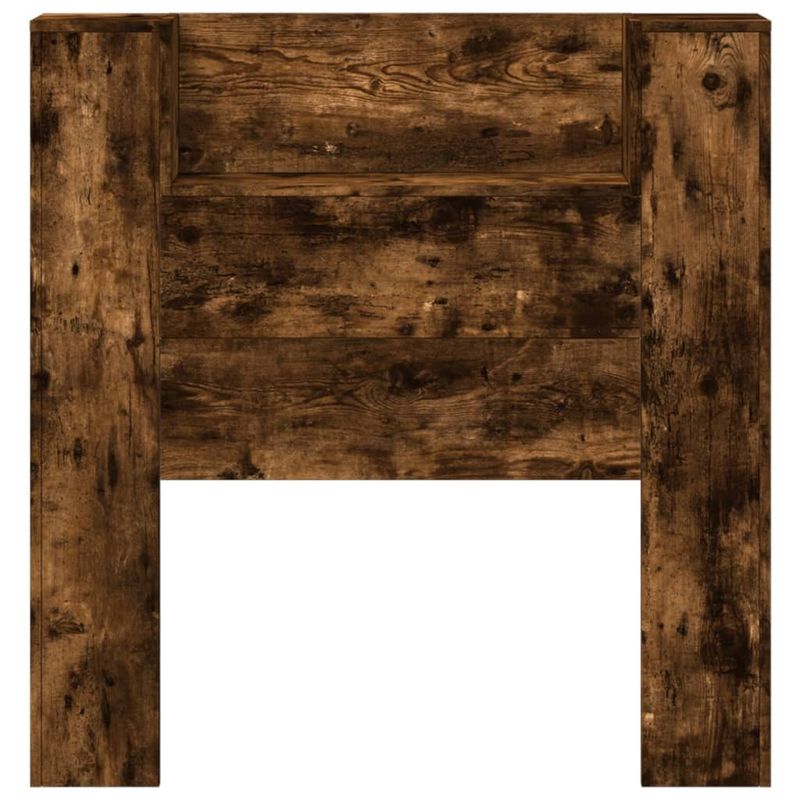 Casa si Gradina - Mobilier - Paturi si accesorii - Accesorii paturi - Tablie de pat cu dulap si LED, stejar fumuriu, 100x16,5x103,5cm - Infinity.ro