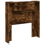 Casa si Gradina - Mobilier - Paturi si accesorii - Accesorii paturi - Tablie de pat cu dulap si LED, stejar fumuriu, 100x16,5x103,5cm - Infinity.ro