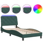 Casa si Gradina - Mobilier - Paturi si accesorii - Paturi - Cadru de pat cu lumini LED, verde inchis, 80x200 cm, catifea - Infinity.ro