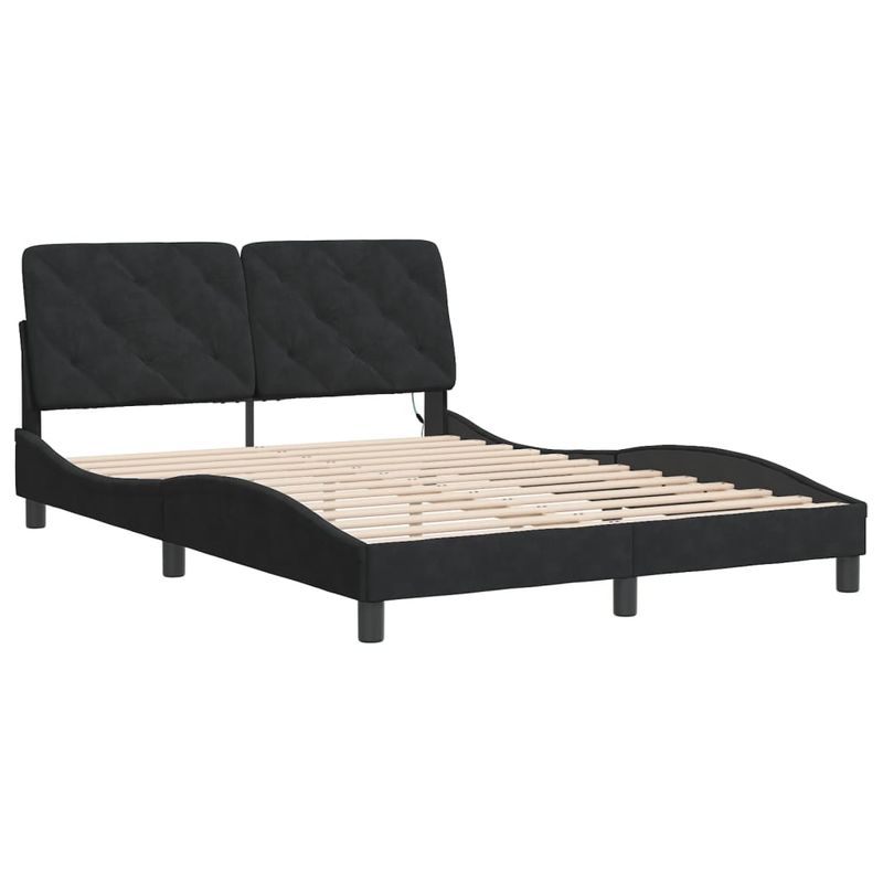Casa si Gradina - Mobilier - Paturi si accesorii - Paturi - Cadru de pat cu lumini LED, negru, 140x200 cm, catifea - Infinity.ro