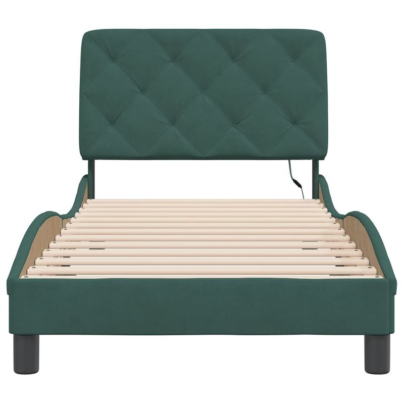 Casa si Gradina - Mobilier - Paturi si accesorii - Paturi - Cadru de pat cu lumini LED, verde inchis, 80x200 cm, catifea - Infinity.ro
