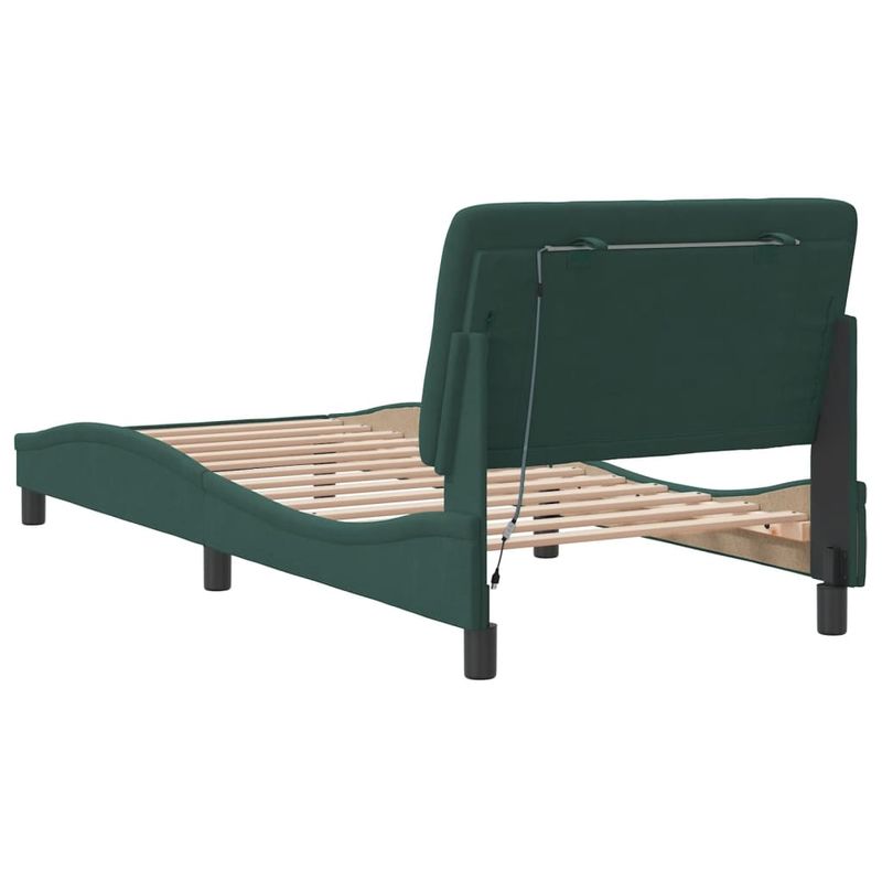 Casa si Gradina - Mobilier - Paturi si accesorii - Paturi - Cadru de pat cu lumini LED, verde inchis, 80x200 cm, catifea - Infinity.ro