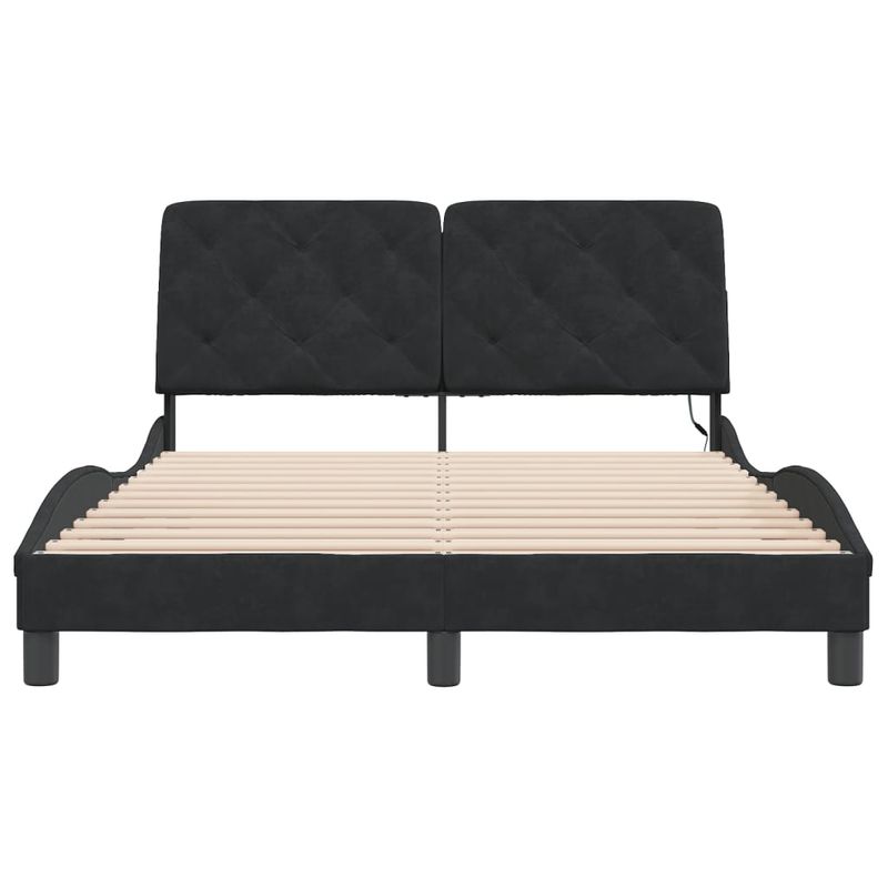 Casa si Gradina - Mobilier - Paturi si accesorii - Paturi - Cadru de pat cu lumini LED, negru, 140x200 cm, catifea - Infinity.ro