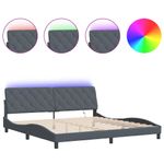 Casa si Gradina - Mobilier - Paturi si accesorii - Paturi - Cadru de pat cu lumini LED, gri inchis, 200x200 cm, catifea - Infinity.ro