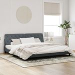 Casa si Gradina - Mobilier - Paturi si accesorii - Paturi - Cadru de pat cu lumini LED, gri inchis, 200x200 cm, catifea - Infinity.ro