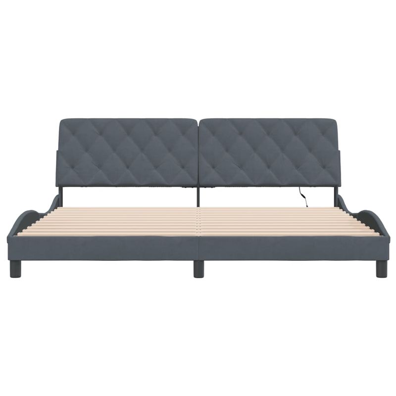 Casa si Gradina - Mobilier - Paturi si accesorii - Paturi - Cadru de pat cu lumini LED, gri inchis, 200x200 cm, catifea - Infinity.ro