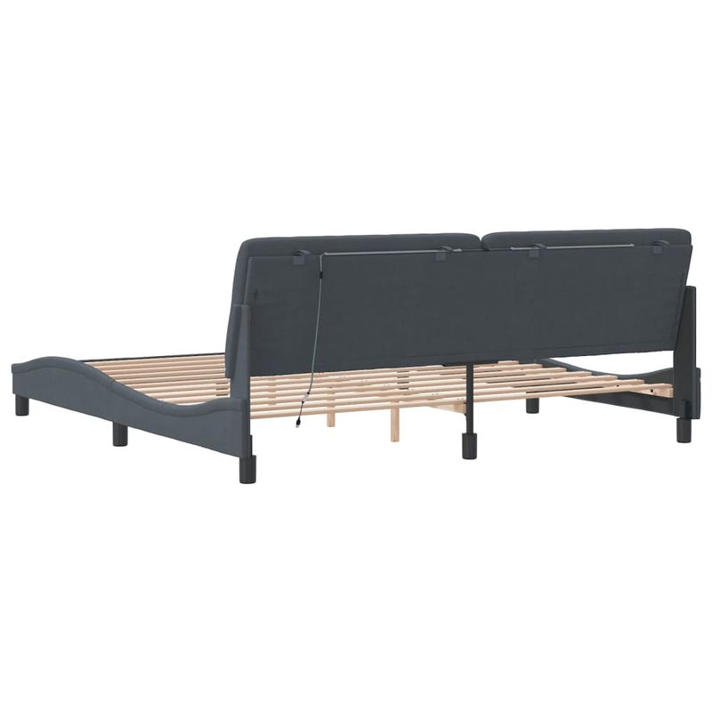 Casa si Gradina - Mobilier - Paturi si accesorii - Paturi - Cadru de pat cu lumini LED, gri inchis, 200x200 cm, catifea - Infinity.ro