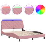 Casa si Gradina - Mobilier - Paturi si accesorii - Paturi - Cadru de pat cu lumini LED, roz, 120x200 cm, catifea - Infinity.ro