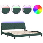 Casa si Gradina - Mobilier - Paturi si accesorii - Paturi - Cadru de pat cu lumini LED, verde inchis, 200x200 cm, catifea - Infinity.ro