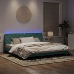Casa si Gradina - Mobilier - Paturi si accesorii - Paturi - Cadru de pat cu lumini LED, verde inchis, 200x200 cm, catifea - Infinity.ro