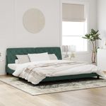 Casa si Gradina - Mobilier - Paturi si accesorii - Paturi - Cadru de pat cu lumini LED, verde inchis, 200x200 cm, catifea - Infinity.ro