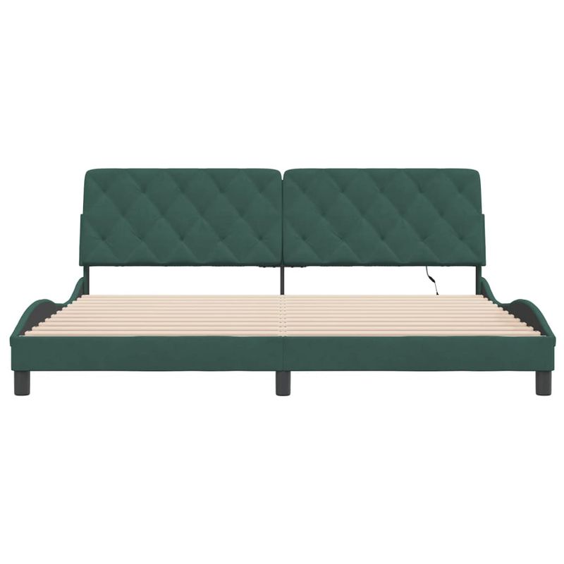 Casa si Gradina - Mobilier - Paturi si accesorii - Paturi - Cadru de pat cu lumini LED, verde inchis, 200x200 cm, catifea - Infinity.ro