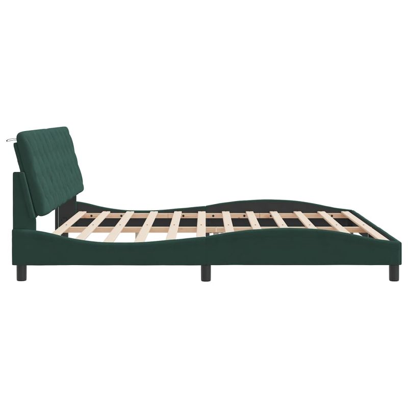 Casa si Gradina - Mobilier - Paturi si accesorii - Paturi - Cadru de pat cu lumini LED, verde inchis, 200x200 cm, catifea - Infinity.ro