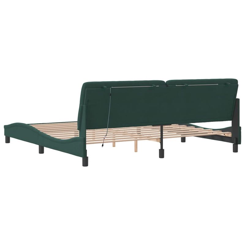 Casa si Gradina - Mobilier - Paturi si accesorii - Paturi - Cadru de pat cu lumini LED, verde inchis, 200x200 cm, catifea - Infinity.ro