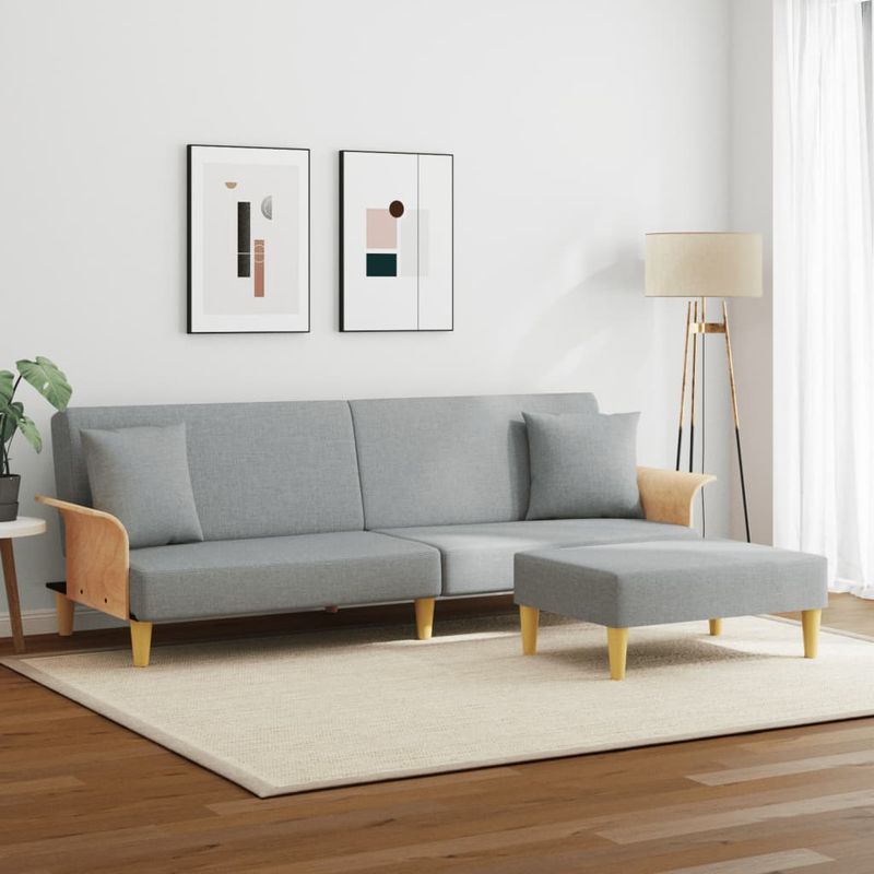 Casa si Gradina - Mobilier - Canapele si coltare - Canapele - Canapea extensibila cu pernuta si taburet 2 locuri gri catifea - Infinity.ro