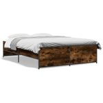 Casa si Gradina - Mobilier - Paturi si accesorii - Paturi - Cadru de pat, stejar afumat 135x190 cm lemn prelucrat si metal - Infinity.ro