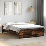 Casa si Gradina - Mobilier - Paturi si accesorii - Paturi - Cadru de pat, stejar afumat 135x190 cm lemn prelucrat si metal - Infinity.ro