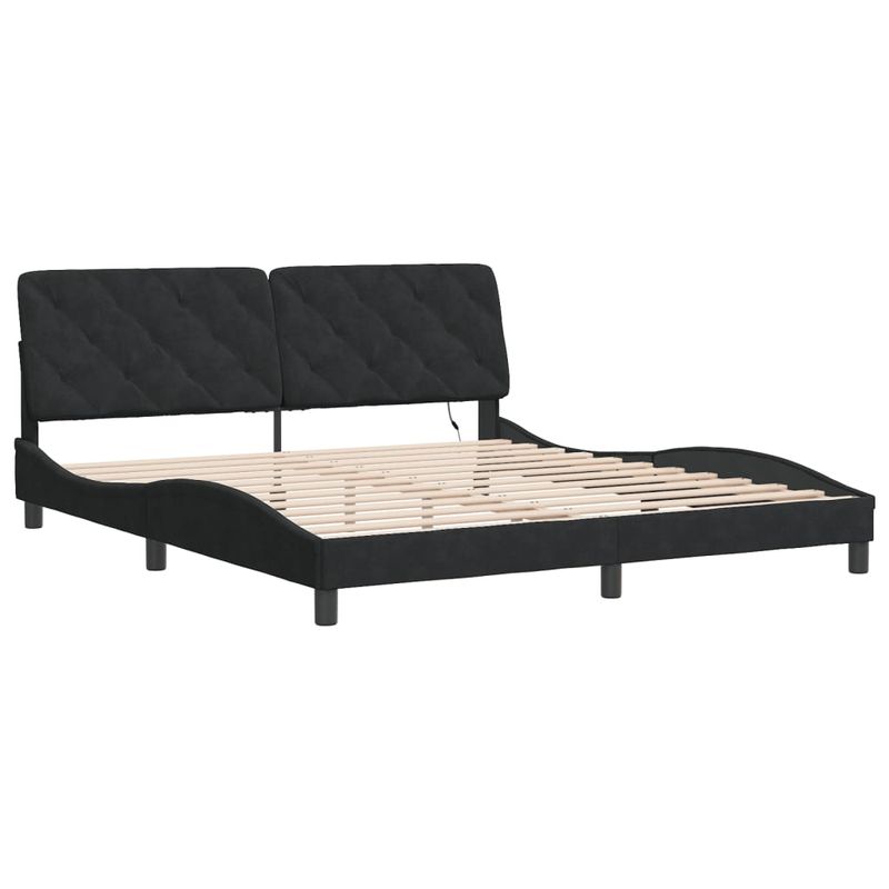 Casa si Gradina - Mobilier - Paturi si accesorii - Paturi - Cadru de pat cu lumini LED, negru, 180x200 cm, catifea - Infinity.ro