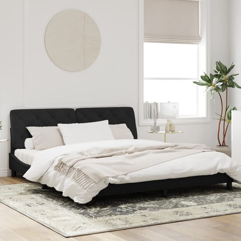Casa si Gradina - Mobilier - Paturi si accesorii - Paturi - Cadru de pat cu lumini LED, negru, 180x200 cm, catifea - Infinity.ro