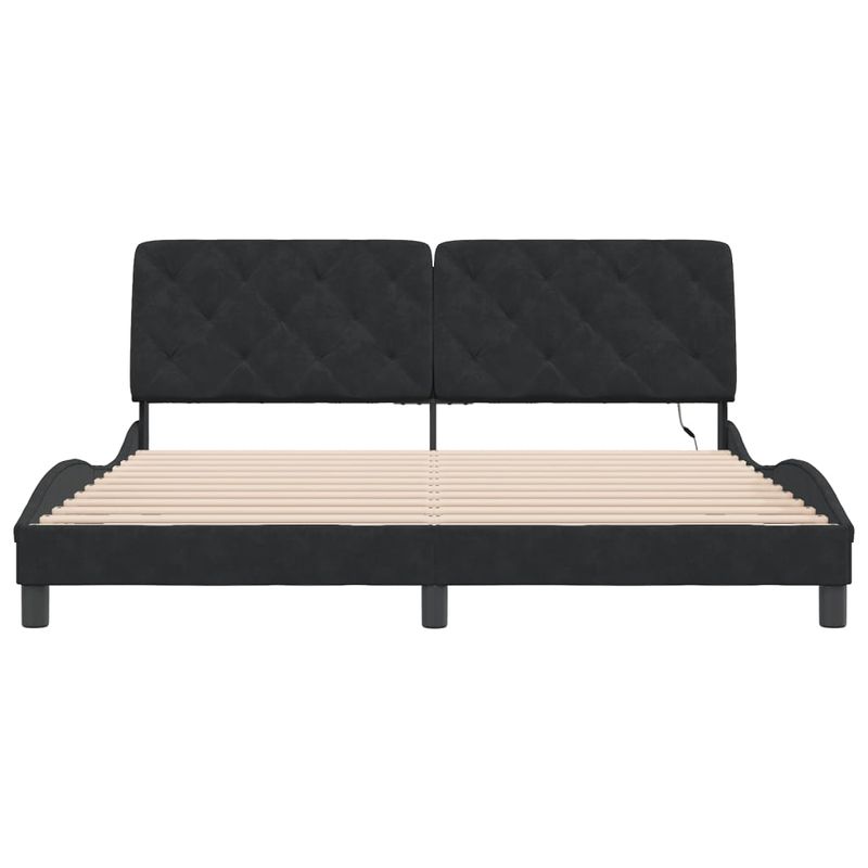 Casa si Gradina - Mobilier - Paturi si accesorii - Paturi - Cadru de pat cu lumini LED, negru, 180x200 cm, catifea - Infinity.ro