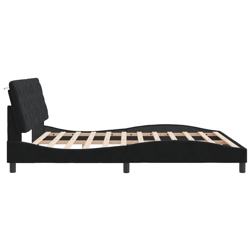 Casa si Gradina - Mobilier - Paturi si accesorii - Paturi - Cadru de pat cu lumini LED, negru, 180x200 cm, catifea - Infinity.ro