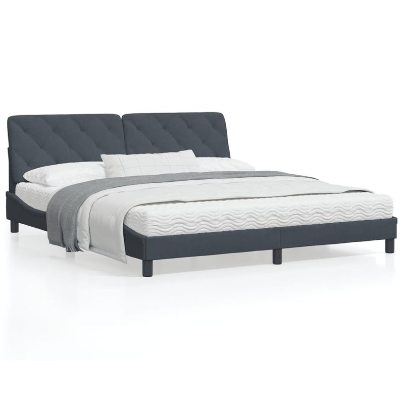 Casa si Gradina - Mobilier - Paturi si accesorii - Paturi - Cadru de pat cu tablie, gri inchis, 180x200 cm, catifea - Infinity.ro