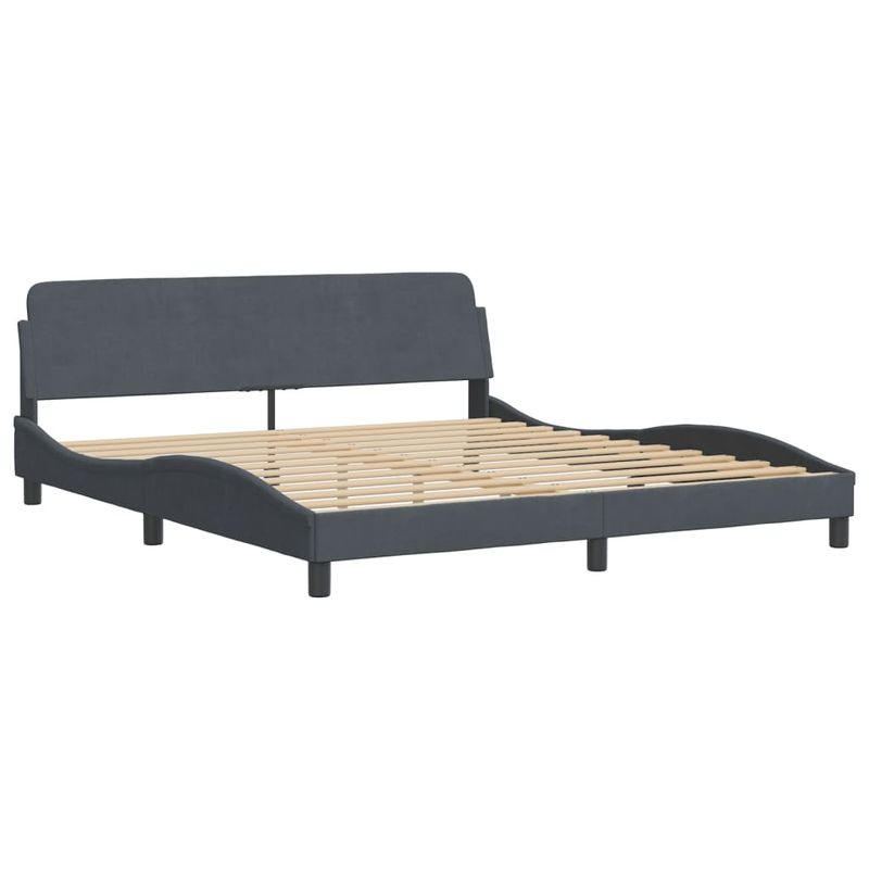 Casa si Gradina - Mobilier - Paturi si accesorii - Paturi - Cadru de pat cu tablie, gri inchis, 180x200 cm, catifea - Infinity.ro