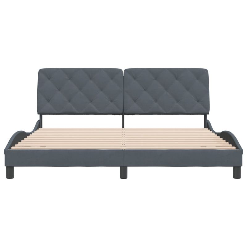 Casa si Gradina - Mobilier - Paturi si accesorii - Paturi - Cadru de pat cu tablie, gri inchis, 180x200 cm, catifea - Infinity.ro