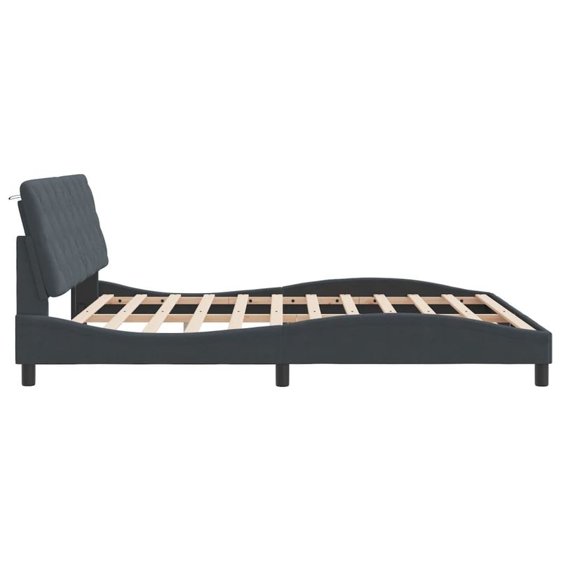 Casa si Gradina - Mobilier - Paturi si accesorii - Paturi - Cadru de pat cu tablie, gri inchis, 180x200 cm, catifea - Infinity.ro