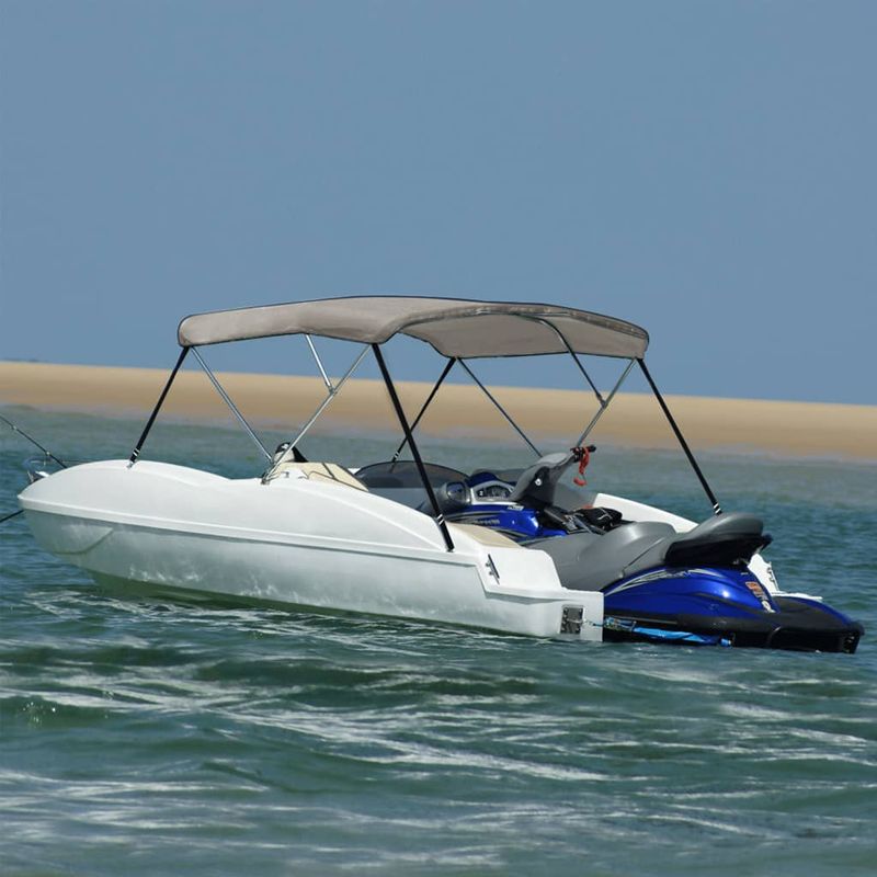 Auto si Moto - Ambarcatiuni - Accesorii ambarcatiuni - Parasolar barca Bimini cu 3 arcuri, gri, 182x184x136 cm - Infinity.ro