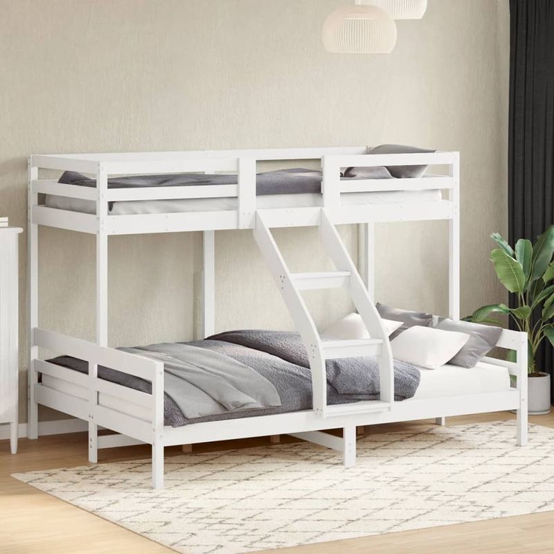 Casa si Gradina - Mobilier - Paturi si accesorii - Paturi - Pat supraetajat, 90x200/140x200 cm, alb, lemn masiv de pin - Infinity.ro