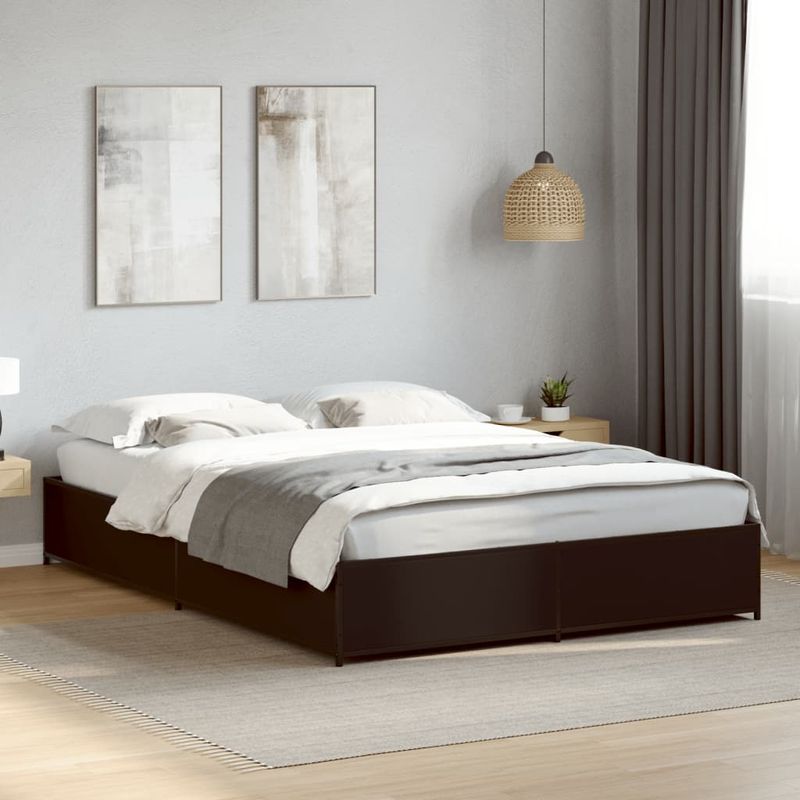 Casa si Gradina - Mobilier - Paturi si accesorii - Paturi - Cadru de pat, negru, 120x190 cm, lemn prelucrat si metal - Infinity.ro