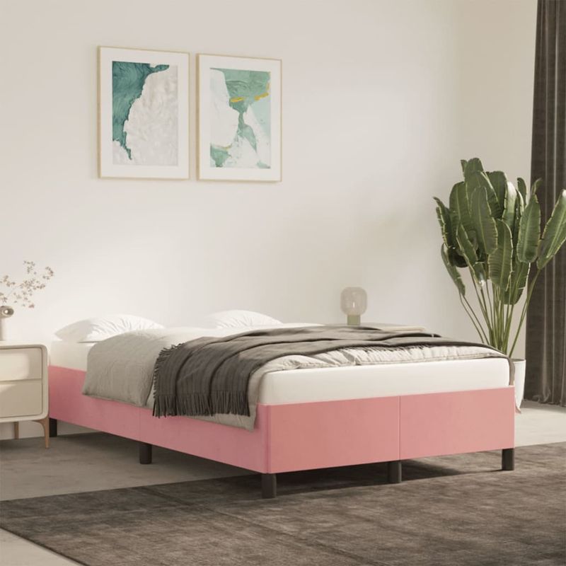 Casa si Gradina - Mobilier - Paturi si accesorii - Paturi - Cadru de pat, roz, 120x190 cm, catifea - Infinity.ro