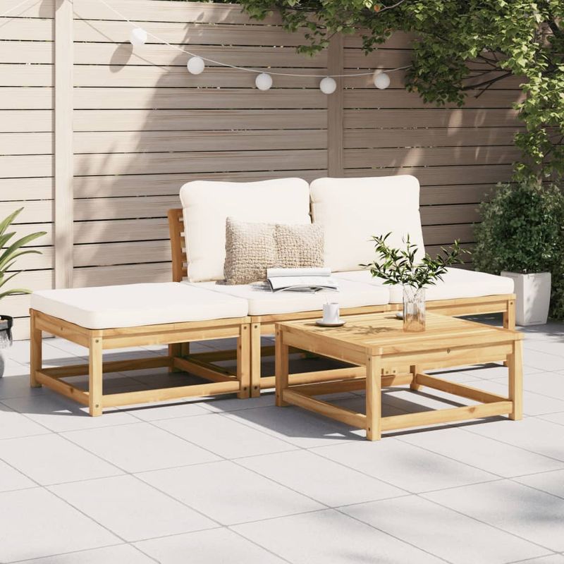 Casa si Gradina - Gradina si terasa - Mobilier exterior - Canapele si fotolii gradina - Set mobilier de gradina cu perne, 4 piese, lemn masiv de acacia - Infinity.ro
