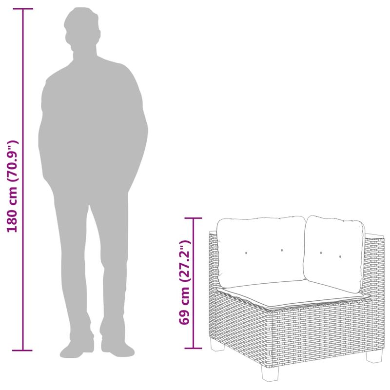 Casa si Gradina - Gradina si terasa - Mobilier exterior - Canapele si fotolii gradina - Canapea de colt cu perna de gradina, gri, poliratan - Infinity.ro