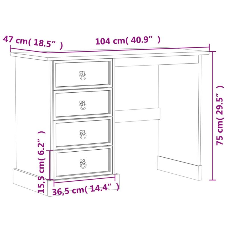 Casa si Gradina - Mobilier - Mese si birouri - Birouri - Masa de toaleta "Corona", 104x47x75 cm, lemn masiv de pin - Infinity.ro