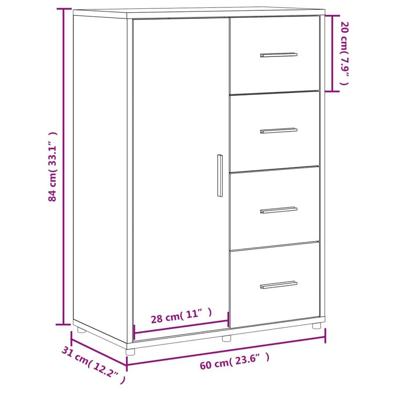 Casa si Gradina - Mobilier - Comode si corpuri - Comode - Servanta, sonoma gri, 60x31x84 cm, lemn prelucrat - Infinity.ro