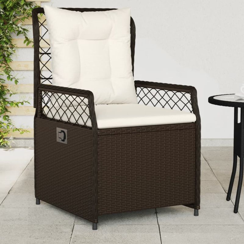 Casa si Gradina - Gradina si terasa - Mobilier exterior - Scaune si sezlonguri gradina - Scaune de gradina rabatabile, 2 buc., maro, poliratan, model țesătură cu linii - Infinity.ro