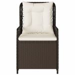 Casa si Gradina - Gradina si terasa - Mobilier exterior - Scaune si sezlonguri gradina - Scaune de gradina rabatabile, 2 buc., maro, poliratan, model țesătură cu linii - Infinity.ro